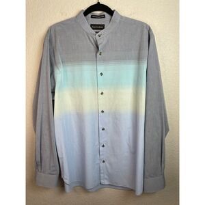 Paul Fredrick Shirt Mens LT Color block Classic Fit Button Up LS Band Collar